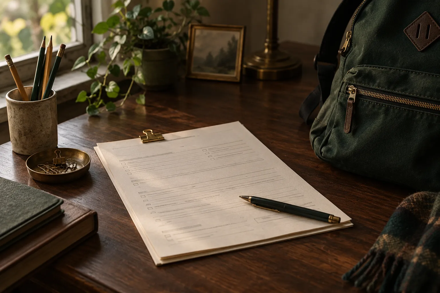 School permission paperwork and a backpack ready for notarization in Grand Prairie